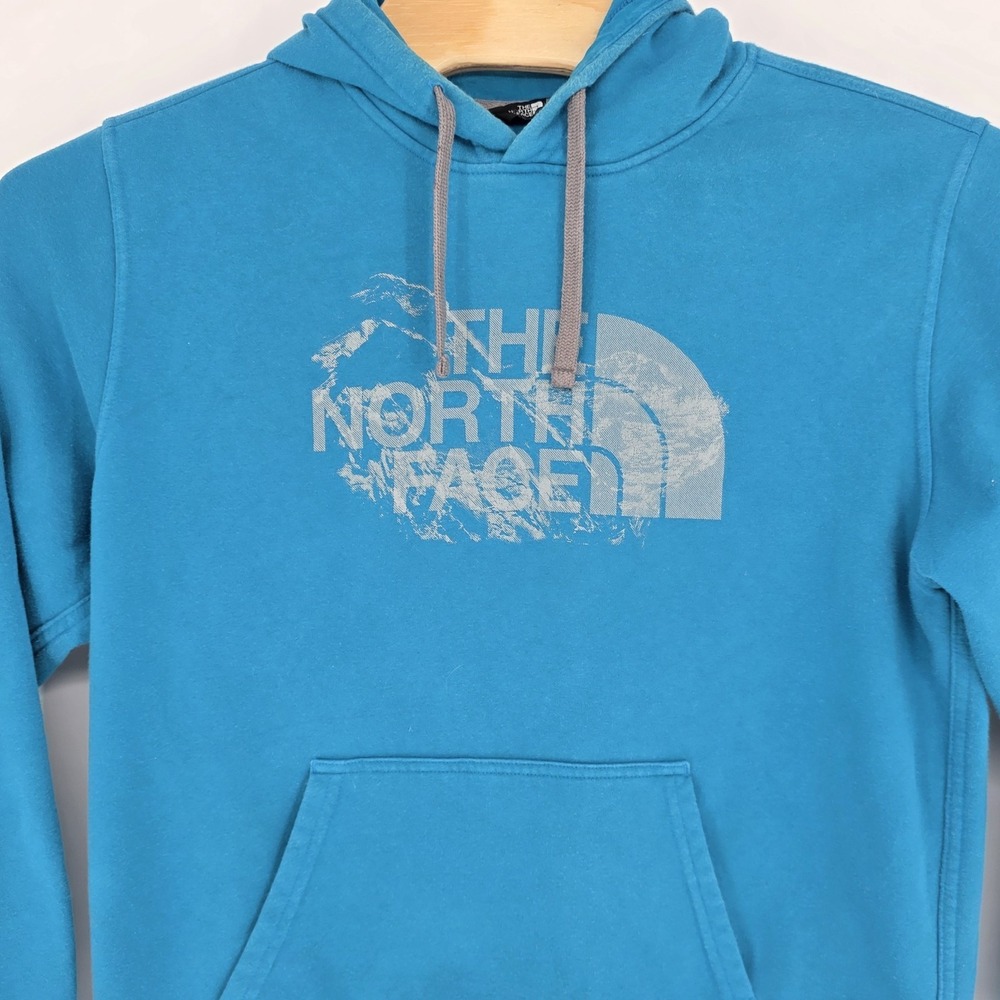 The North Face Hoodie Mens Large Teal Never Stop Exploring Pullover Logo Outdoor